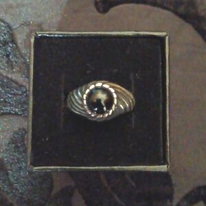 Vintage Onyx  Spiral Ring Sterling Silver